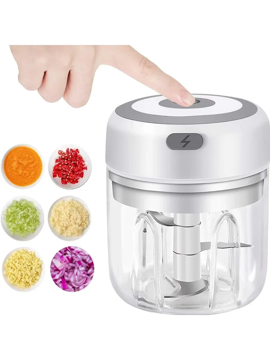 Elektrischer Knoblauchzerkleinerer 250ML Gemüsezerkleinerer, USB Mini-Knoblauchzerkleinerer, Tragbarer Kleiner Lebensmittelprozessor für Zwiebeln
