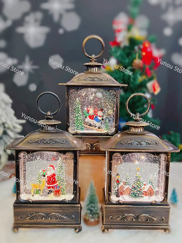 Santa Snowman Wind Light Music Box Display, Snow Crystal Ball, Children's Christmas Gift