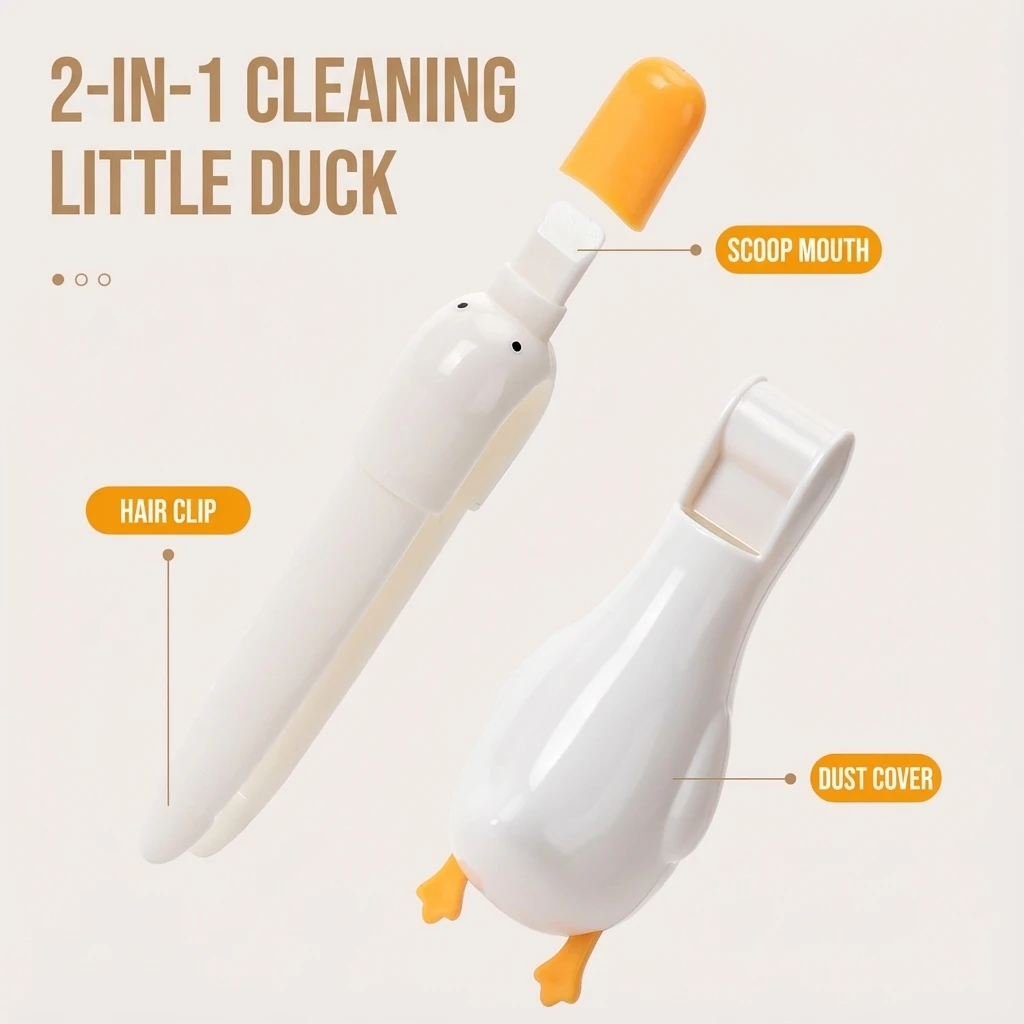 Bathroom Drain Hair Removal Tool Cute Duck Shape Anti Clogging Cleaning Pliers with Slip Resistant Handle for Shower Sink