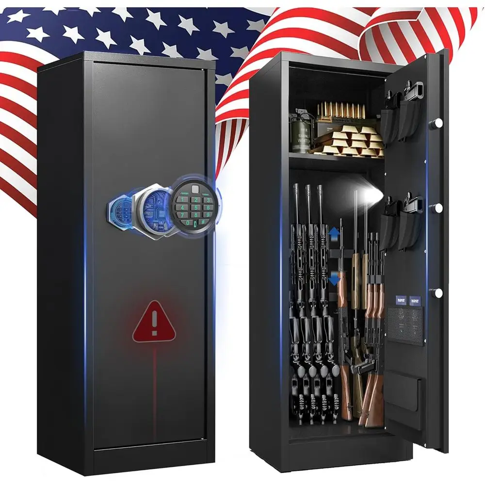 

Rifles and Shotguns Security Cabinet with Silent Mode, Large Capacity, Dual Alarm System, and Digital Keypad for Quick Entry