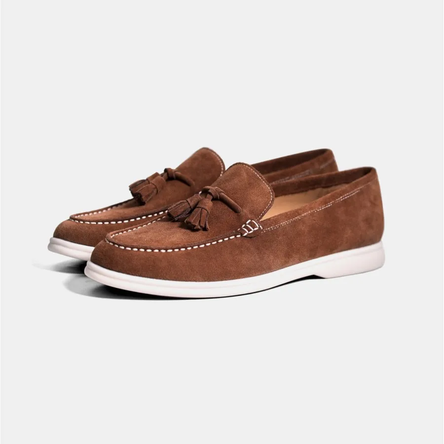 26Loafers for men, crafted from genuine suede leather with decorative tassels lightweight soft sole for all-day comfort LF1244