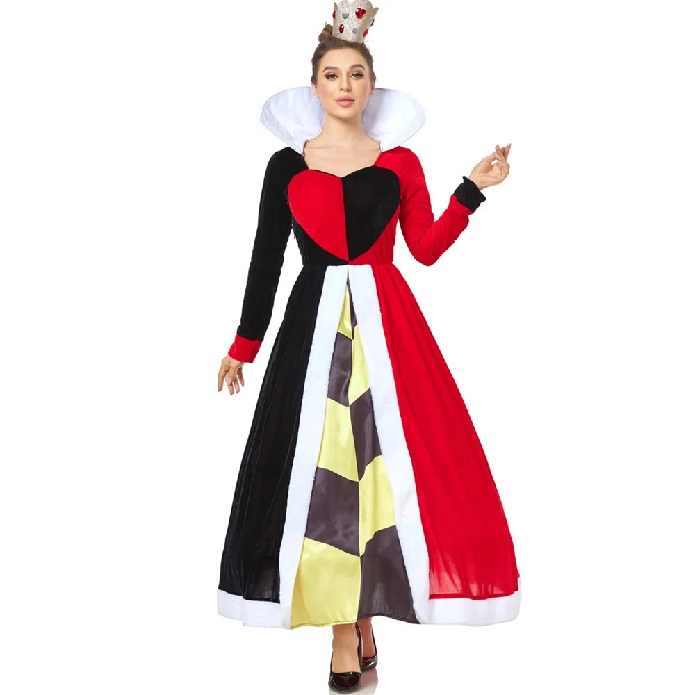 Halloween Carnival Party Anime Queen of Hearts Cosplay Costume Drama Stage Performance Alice In Wonderland Disguise Fancy Dress