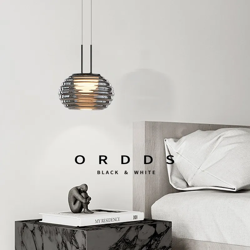 Italian Bedroom Bedside Glass Pendent Lamp Modern Minimalist Living Room Restaurant Bar Counter Design Sense Decorative Lights