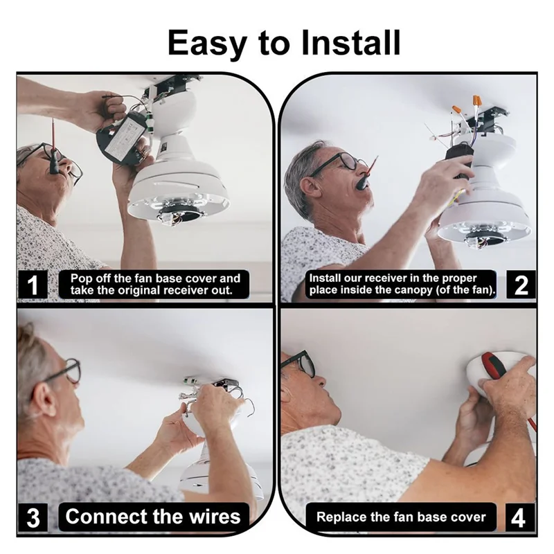 ABJF-Lampu Kipas Langit-langit Kit Remote Control Peredup Lampu Nirkabel dengan Fungsi Pengatur Waktu untuk Sistem Penerangan Rumah Steker AS