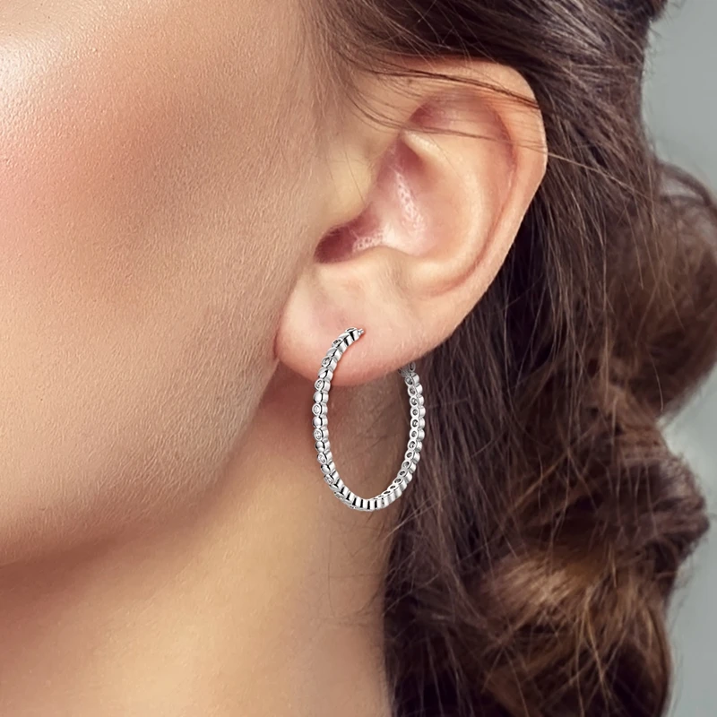925 Sterling Silver Round Stud Earrings for Women Girl Ear Studs Fine Jewelry Fashion Luxury Anniversary
