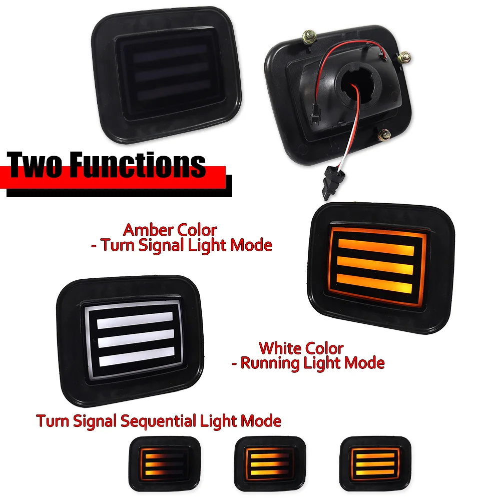 2PCS Smoked Switchback LED Front Bumper DRL Turn Signal Light For 2003-2009 Hummer H2
