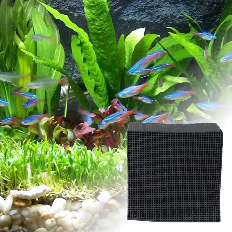 Actieve Kool Waterfilter Eco-Aquarium Waterzuiveraar Kubus Honingraat Ultra Sterke Filtratie & Absorptie Filter