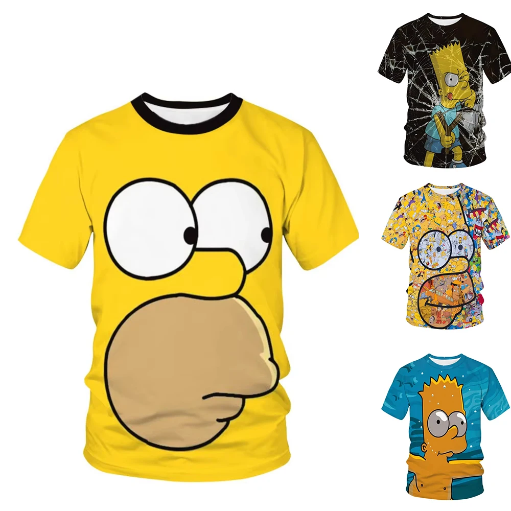 Disney The Simpsons T-shirt for Men Fashion Short Sleeve Funny Cartoon Printed Mens T Shirt Sports Women Men Tops Anime Clothing