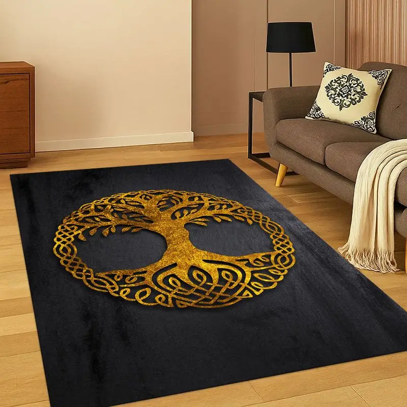 Tree of Life Nordic Mythology Yggdrasil Nature Cartoon Carpet Rug for Bedroom Living Room Sofa Doormat Home Decor,Non-slip