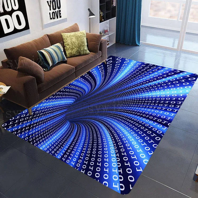 3D Vortex Illusion Carpet Entrance Door Floor Mat Abstract Geometric Optical Doormat Non-slip Floor Mat Living Room Decor Rug