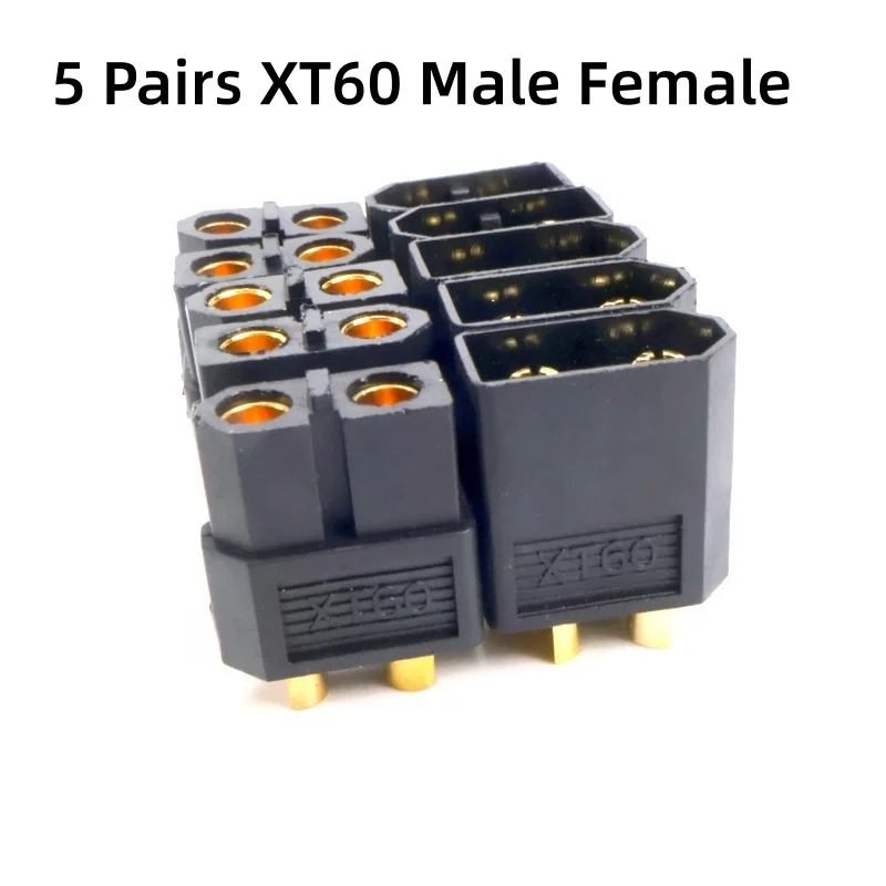5/10pairs XT60 Black XT-60 Male Female Bullet Connectors Plugs For RC Multi Axis Aircraft Fixed Wing Lipo Battery ESC