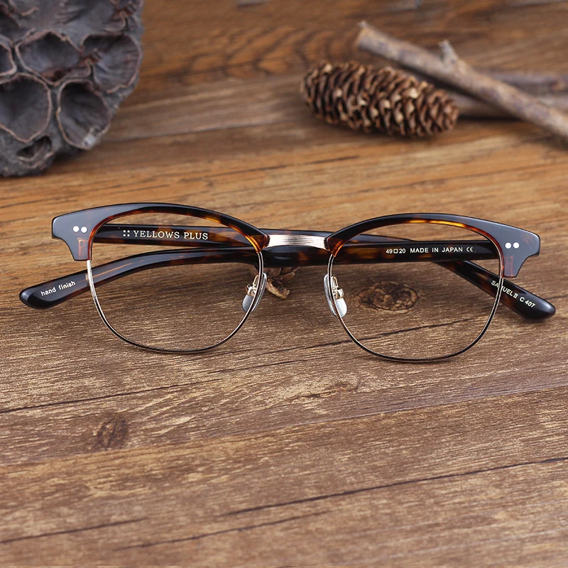 Japan Brand Design Retro Semi Rimless Glasses Frame Men Women Vintage Optical Eyeglasses Handmade Classic Prescription Eyewear