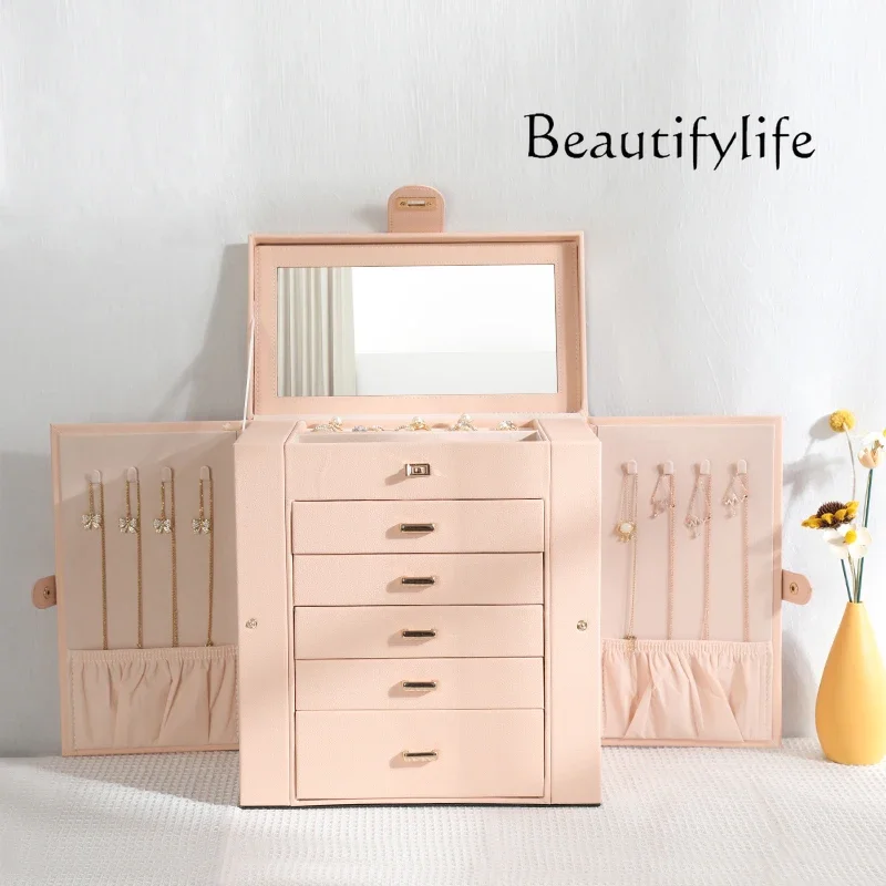 Jewelry box New high-end European-style large-capacity jewelry storage box Multi-layer jewelry box for home use