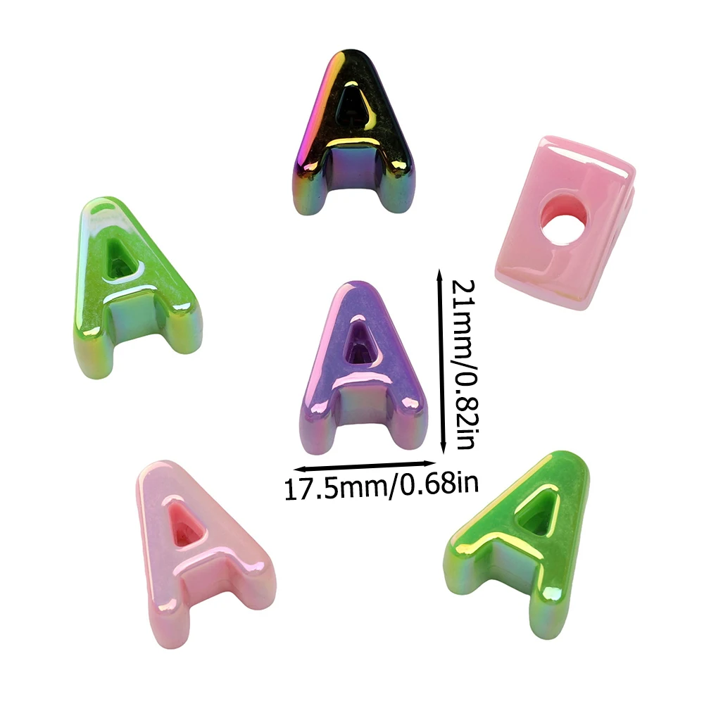 5개/묶음 AB 컬러 아크릴 알파벳 비즈 랜덤 혼합 스페이서 비즈 DIY 팔찌 목걸이 귀걸이 보석 제작 용품