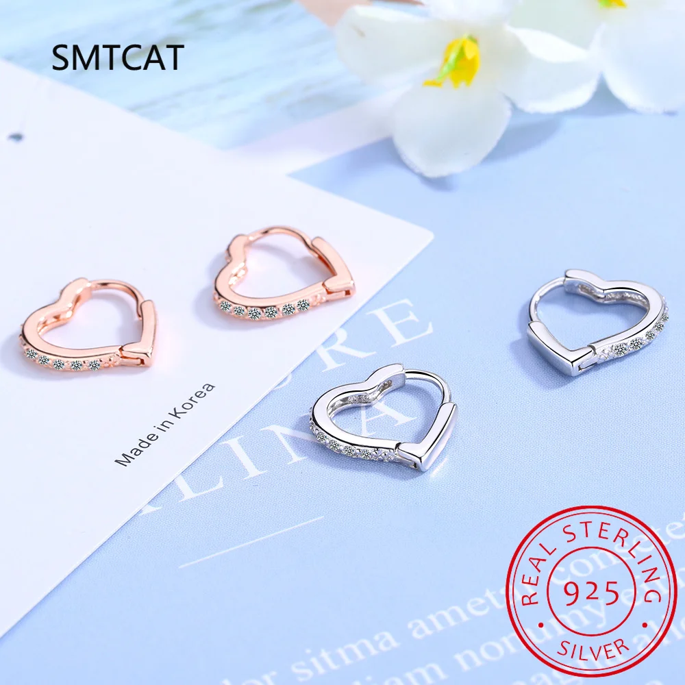 

Cute Hollow Heart Moissanite Hoop Earring For Women 925 Sterling Silver Shiny Lab Diamond Earrings Fashion Ear Buckle Jewelry