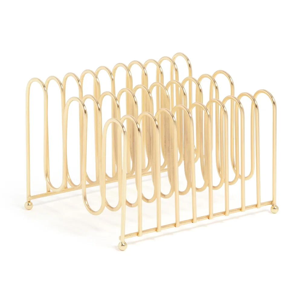 Bent Wire Desk Organizer Letter Sorter Tray Stationery Holder Office Supply for Paper Mail Documents Home Office Decor in Gold