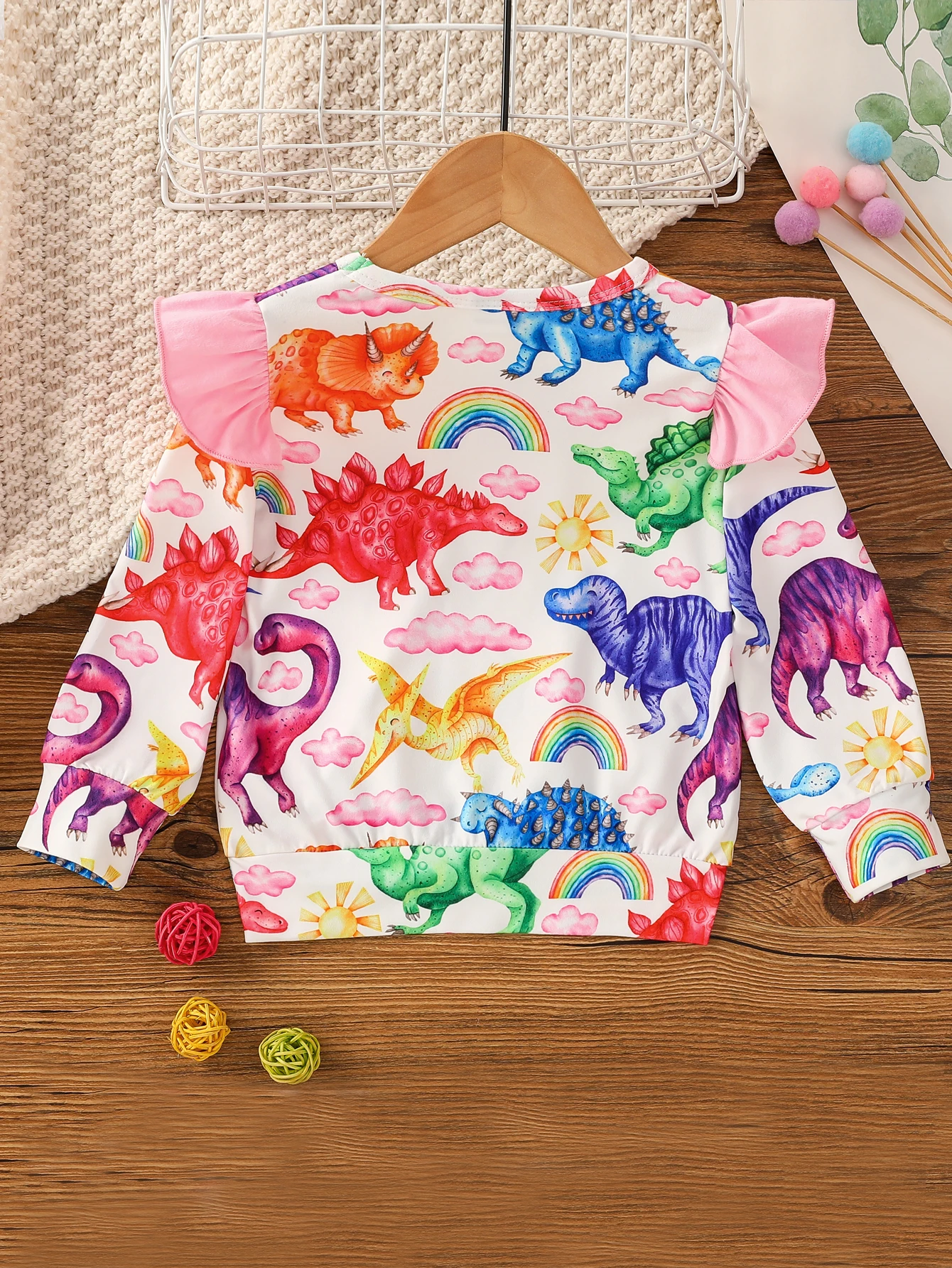 Kids Baby Girls T-Shirt Long Sleeve Cartoon Dinosaur All Seasons Fashion  Colorful Blouse