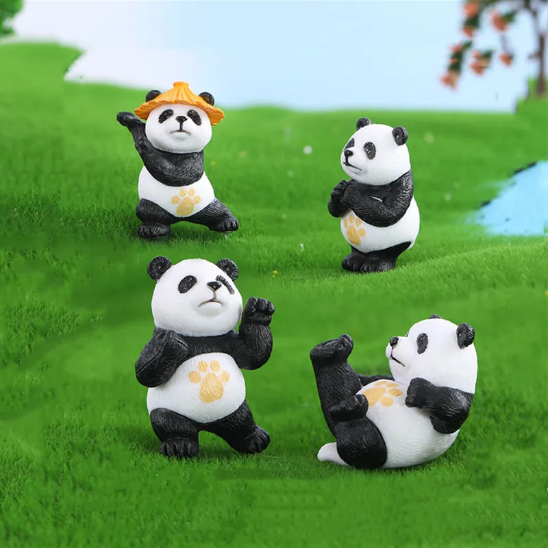 Cute Micro Kungfu Panda Decoration Mini Glow Animal Miniature Figurines Fairy Penguins Figurine Decor Bonsai Garden Ornaments