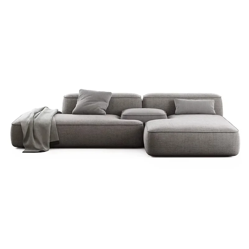 

Italian minimalist combination double-sided modular fabric sofa cotton and linen technical cloth office reception island