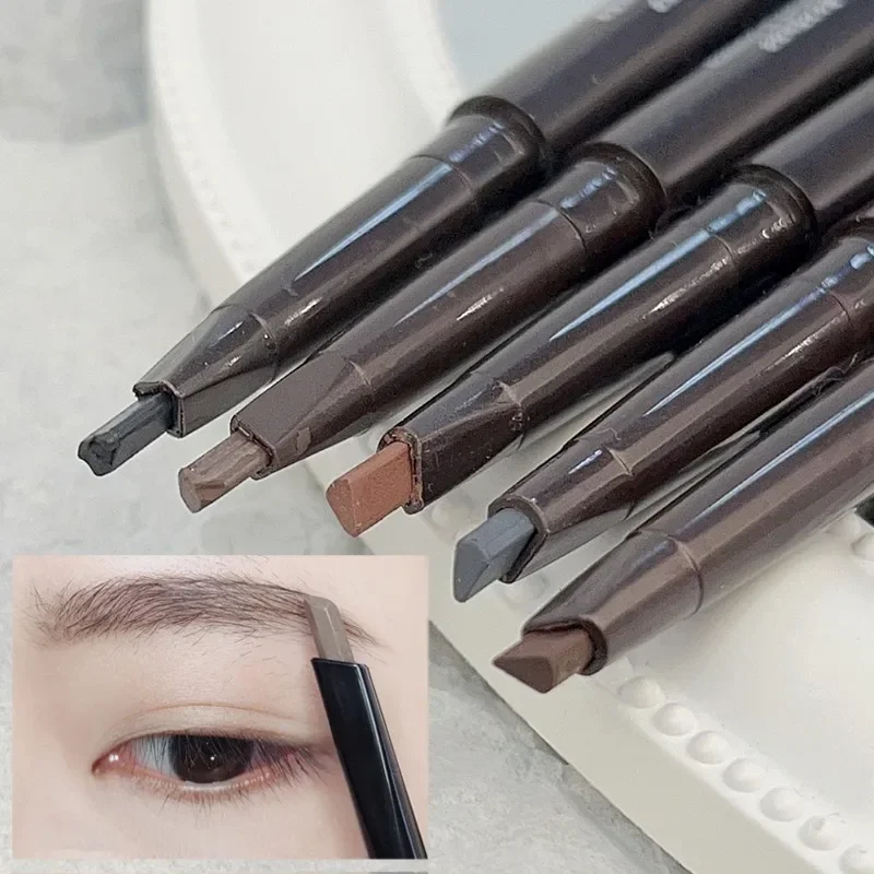 Double Head Triangle Eyebrow Pencil 5 Color Natural Smooth Matte Eyebrow Tint with Brush Waterproof Lasting Brow Makeup Cosmetic