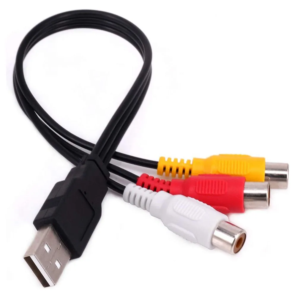 بطاقة التقاط الصوت والفيديو AV مركب محول كابل الحبل للكمبيوتر ، ماك ، AV ، HDD كابل USB إلى 3RCA ، USB A 2.0 ذكر إلى 3 RCA أنثى