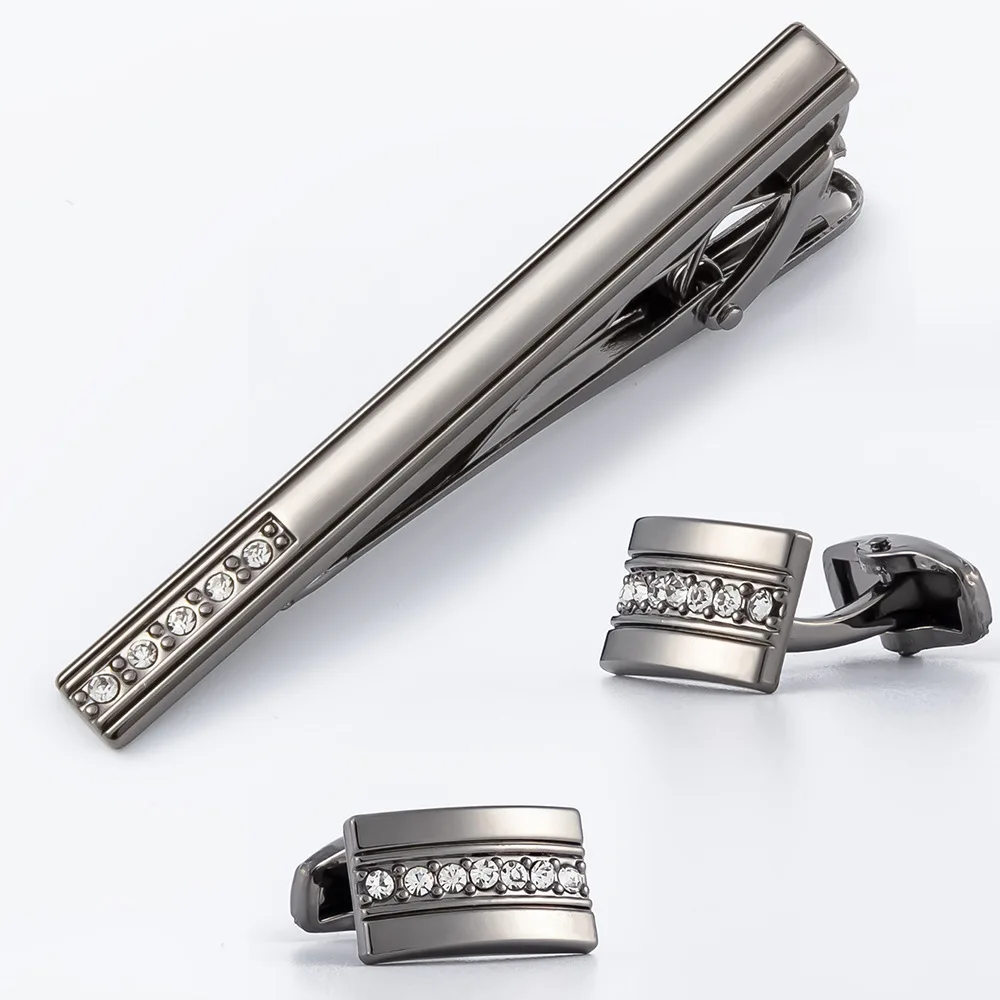 A Gentleman's Cufflinks and Tie Clip Set  Exquisite Business Men's Cufflinks and Lapel Pins