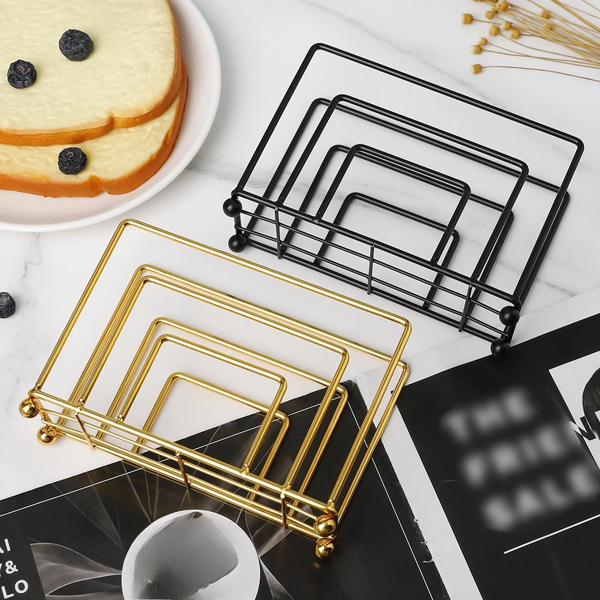 Metal wrought iron tissue holder three-dimensional hollowed-out tissue box toilet paper rack metal napkin rack