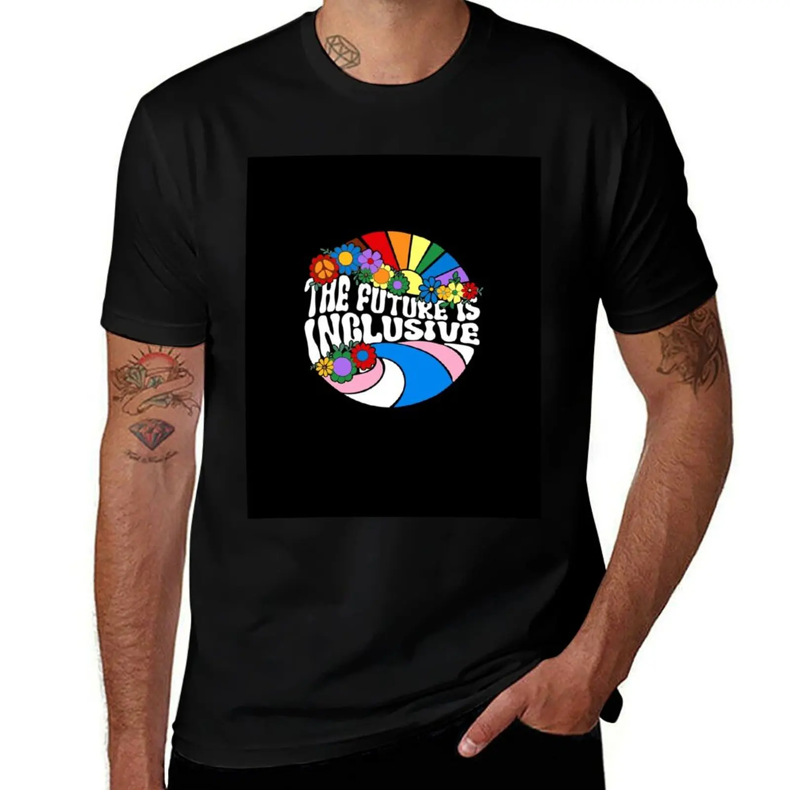Retro The Future Is Inclusive LGBT Gay Rights Pride groovy T-Shirt Plus Size Comfort Fit Tee T-Shirt