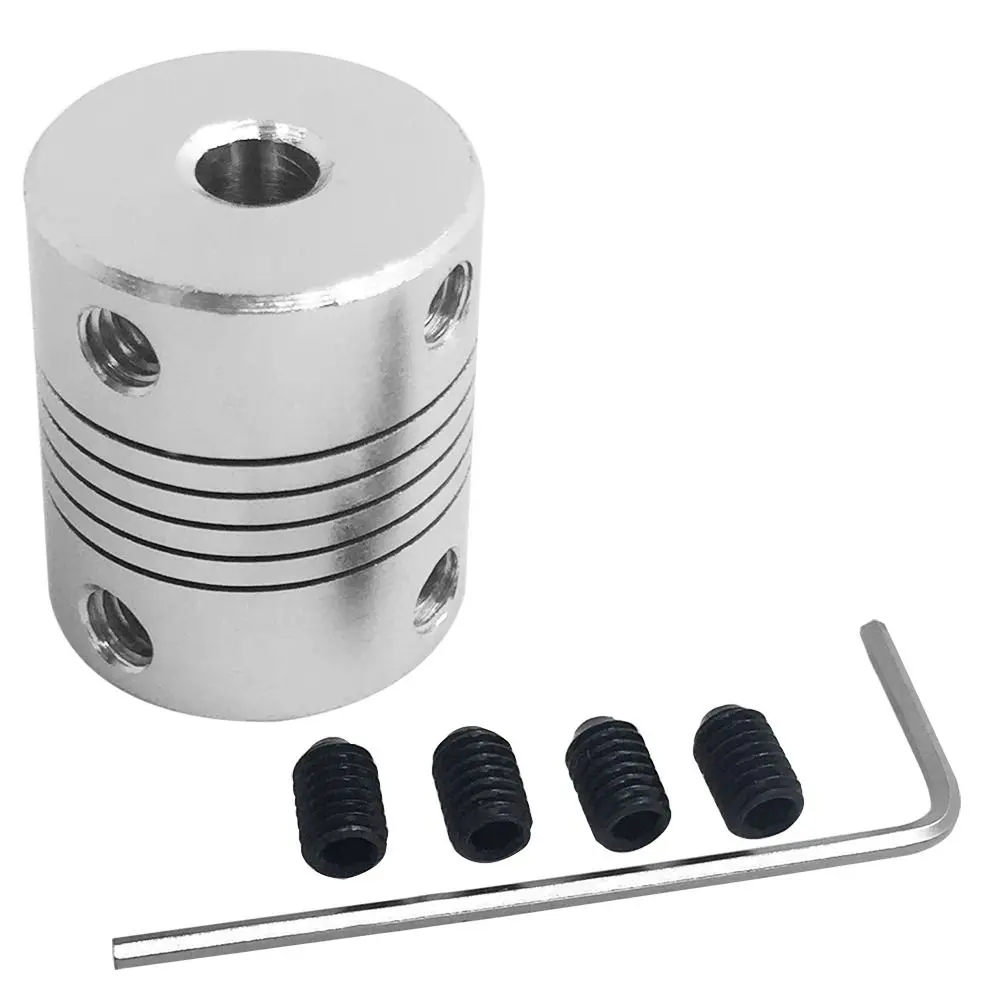 1Pcs D19xL25 Flexible Shaft Coupling 3-10mm Bore Z-Axis Stepper Motor Coupler Aluminum Alloy Smooth Surface Motor Shaft Coupler