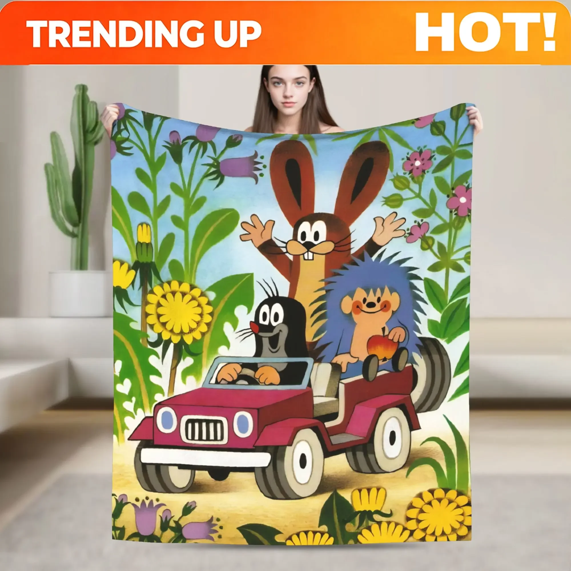 Custom Mole Krtek Little Maulwurf Cartoon Blankets Coral Fleece Plush Summer Soft Throw Blankets For Bed Outdoor Plush Thin Qui