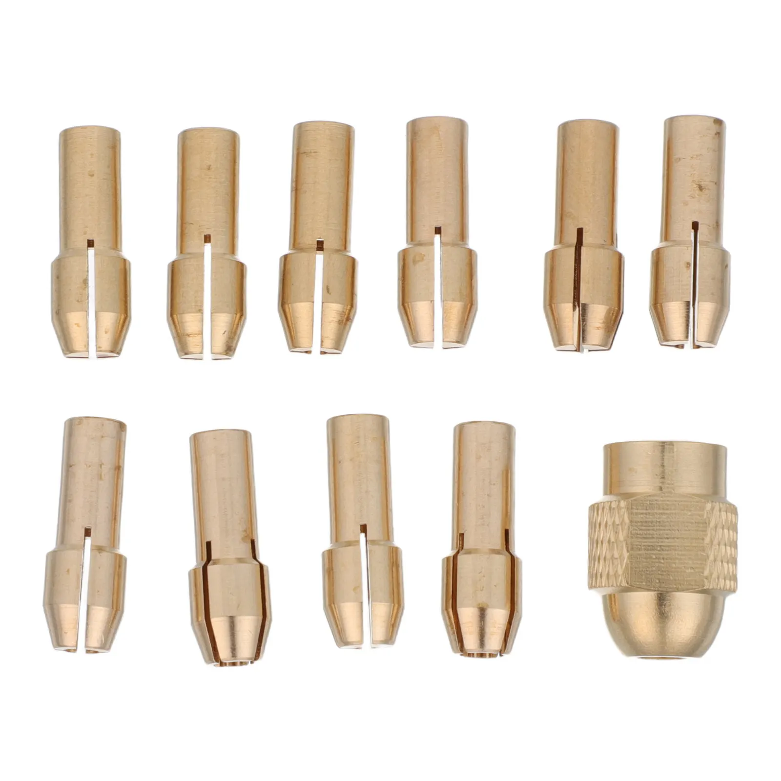 11Pcs Rotary Tool Collet Chuck Set Copper Collet Nut Kit Mini Drill Chuck Replacement Parts for Precision Crafting Metalworking