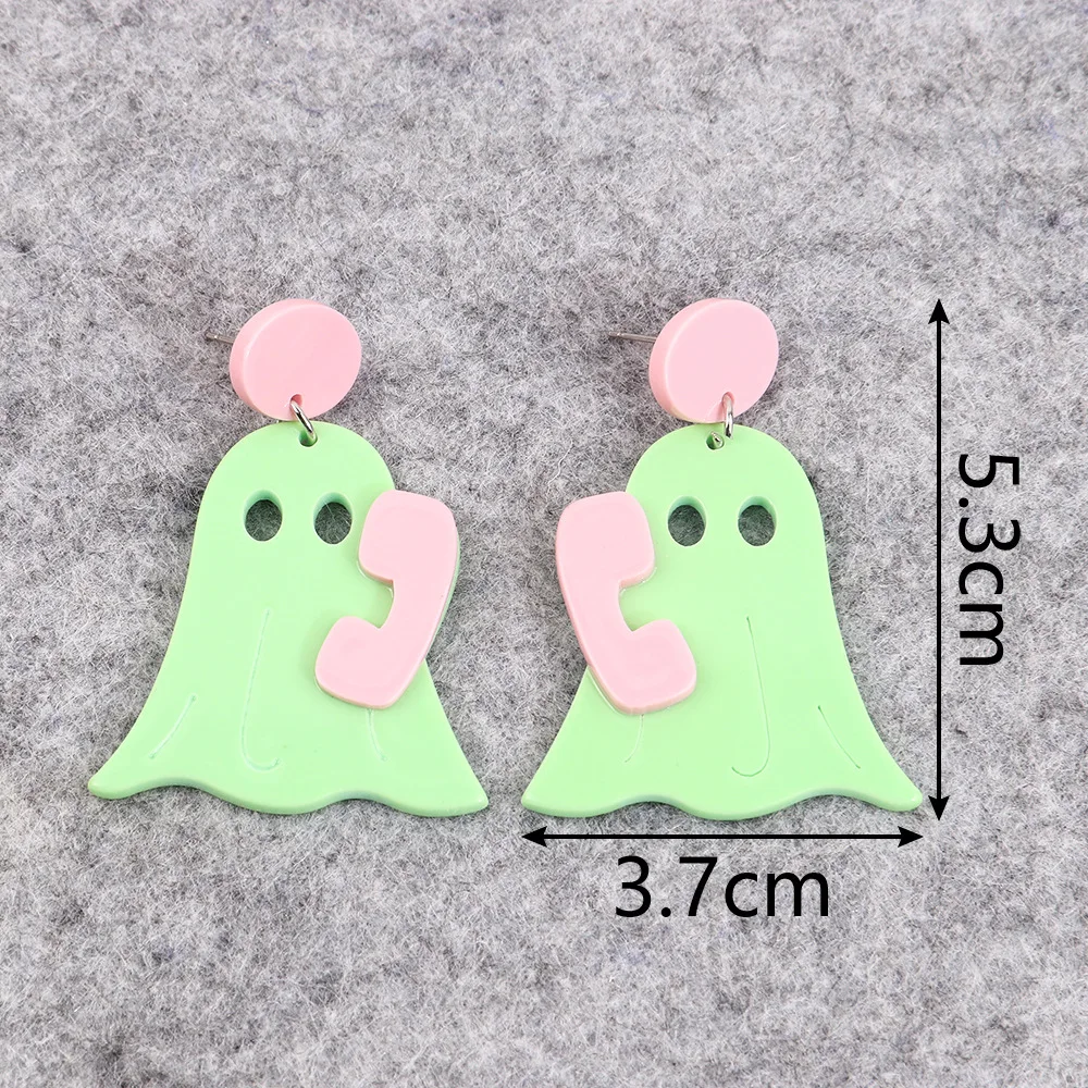 Halloween Ghost Earrings For Women Creative Cute Ghost Handheld Pumpkin Phone Hanging Earrings Halloween Party Jewelry