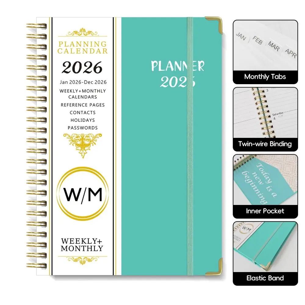 

Yearly Schedule 2026 Planner Notebook A5 Size 365 Days Diary Office Work Planner Spiral Binding Plan Schedule