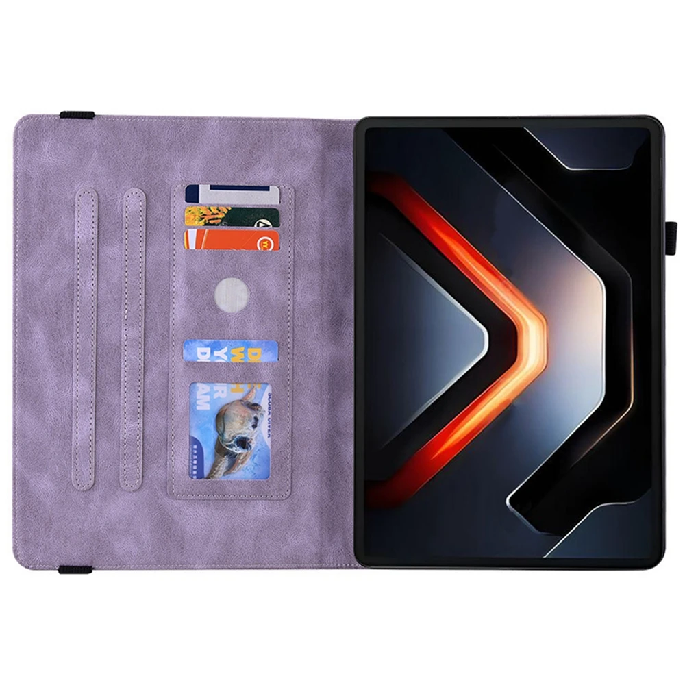For Infinix Xpad GT Case Butterfly Flower Imprint PU Leather Tablet Cover with Card Slots - Purple