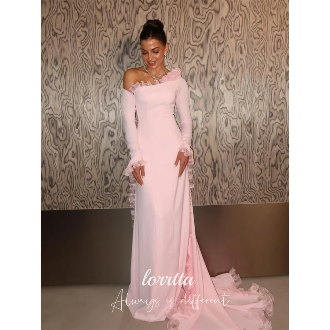 

Lorrtta Chiffon One-Shoulder Pink Mermaid Evening Dress 2026 Prom Dress Formal Elegant Ruffles Customized Women's High Quality