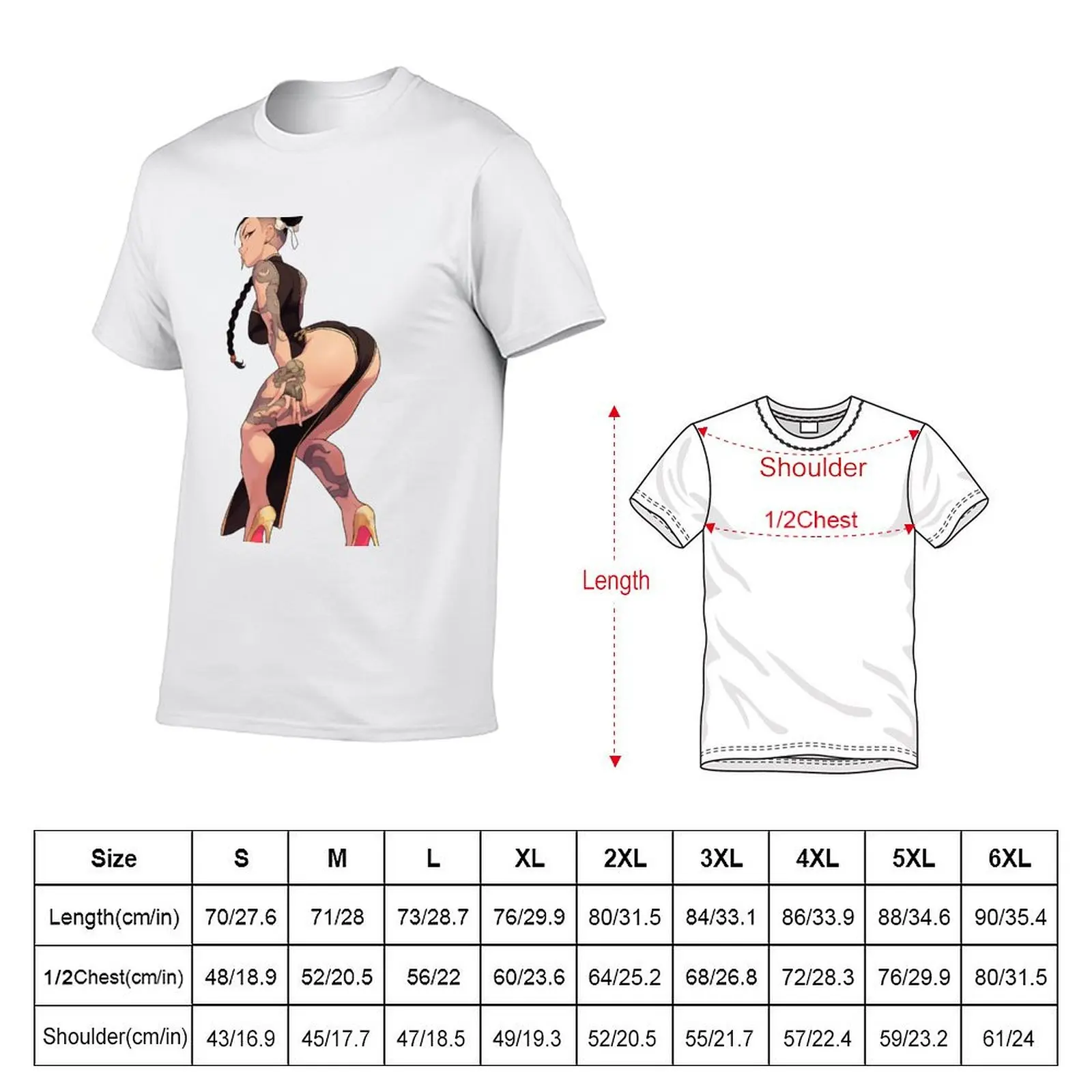 Yakuza variant Chun-Li T-Shirt Work Utility Casual Tee Shirt