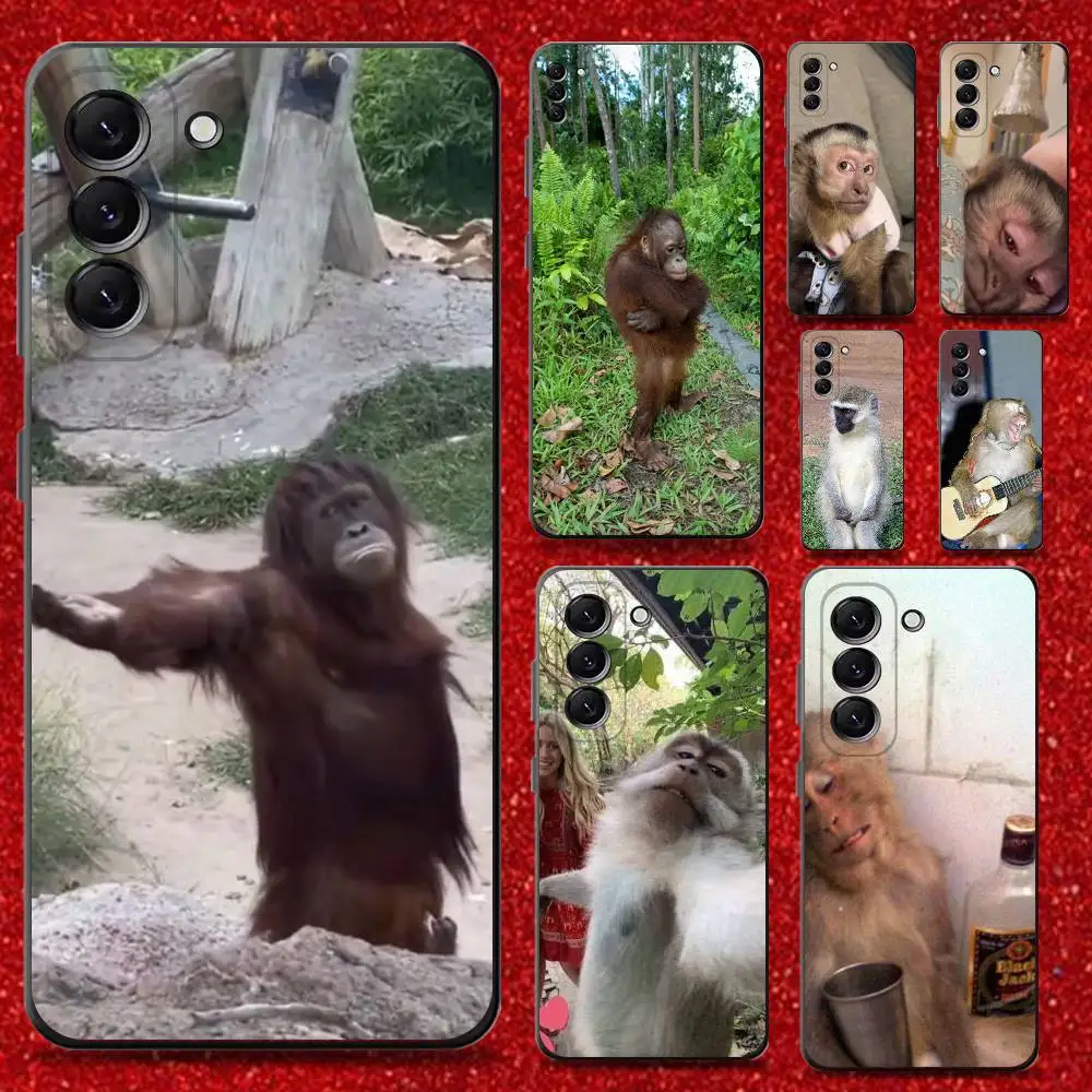 

Funny Monkey Phone Case For Samsung Galaxy A13,A21s,A22,A31,A32,A52,A53,A71,A80,Soft Black Shell