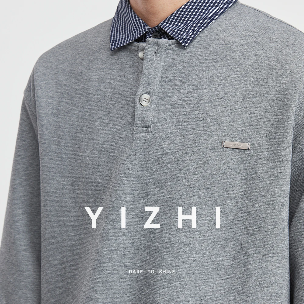 Fashion Men's Japanese Heavyweight Fake Two-Piece Sweatshirt 2025 Autumn New American Loose Lapel Long Sleeve Top Men Clothing