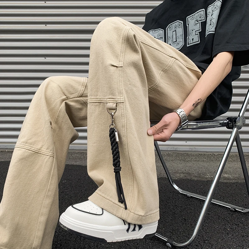 

Мужские рабочие брюки прямого кроя из денима, весенне-осенние, модные, в стиле ретро, американские, для лесорубов, прочные, повседневные