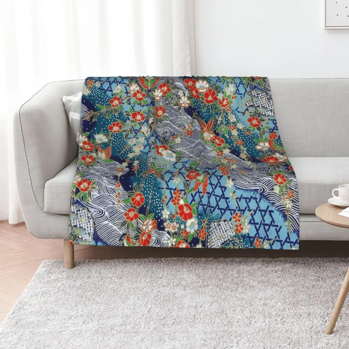 Japanese River Throw Blanket Sofas Shaggy Sofa Throw Decoratives Quilt halloween Blankets
