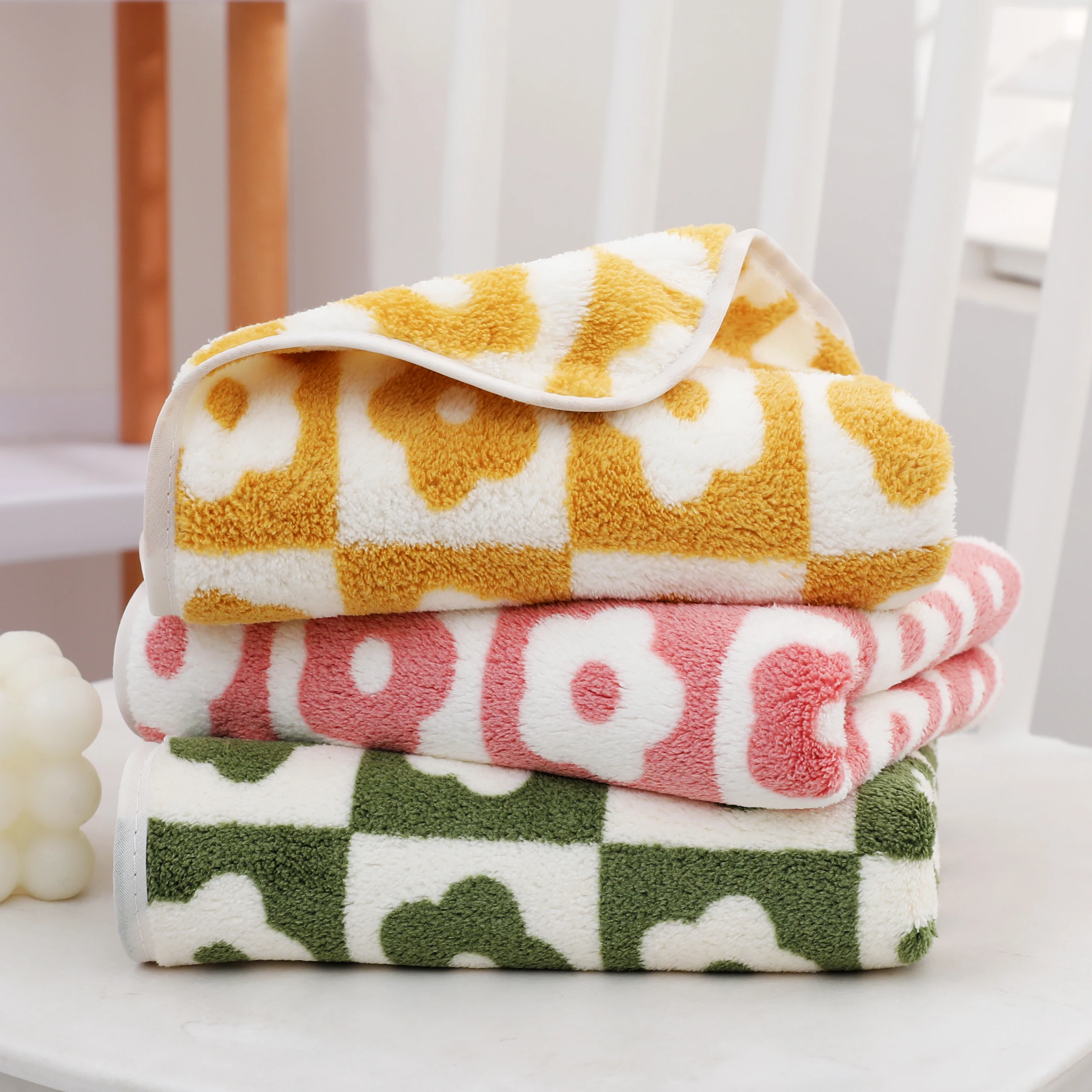 1pc Towel 35x75cm Flower PatternCoral Velvet Absorbent Quick Drying Face Towel Soft Adults Face Hand Towels Bathroom