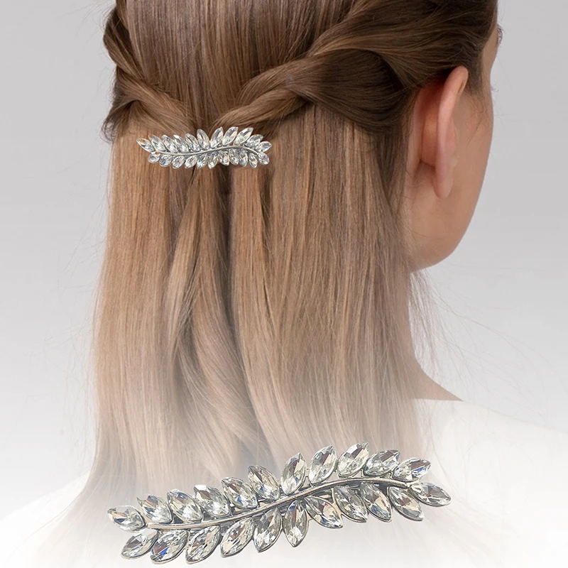 Fashion Rhinestone Spring Clip, Elegant Temperament, Top Clip, Half-tied Hair At The Back of The Head, High-end Side Clip