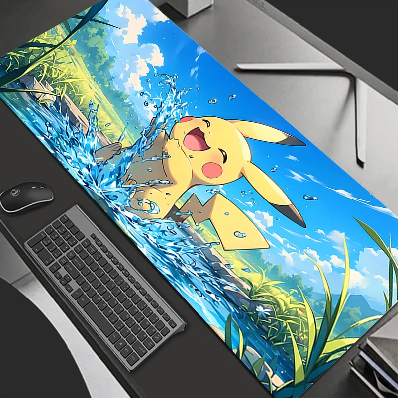 كبيرة ماوس الوسادة السجاد كمبيوتر محمول ألعاب لوحة المفاتيح حصيرة XXL P-Pokemons P-Pikachus ماوس حافة الأبيض شرابة المطاط الجدول حصيرة #4