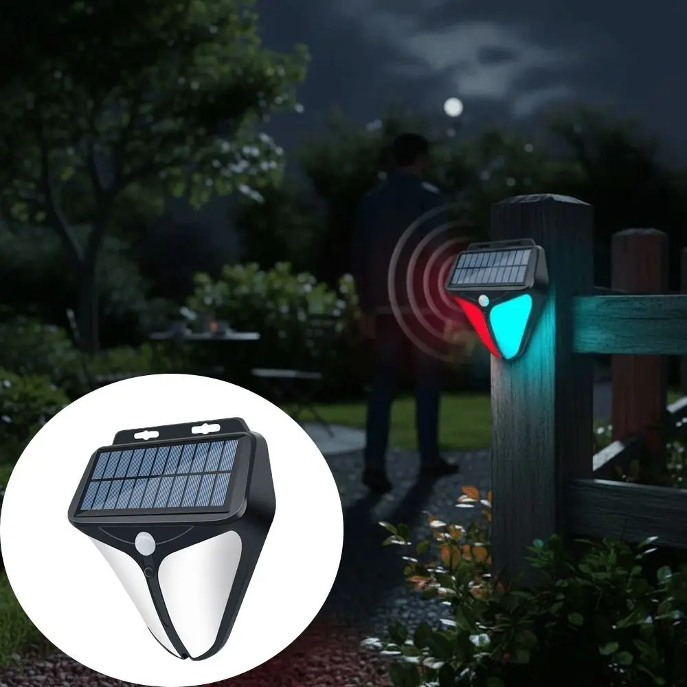 Waterproof Solar Alarm Light 4 Modes Human Infrared Detection Motion Sensor Light Sound and Light Warning Flashing Warning