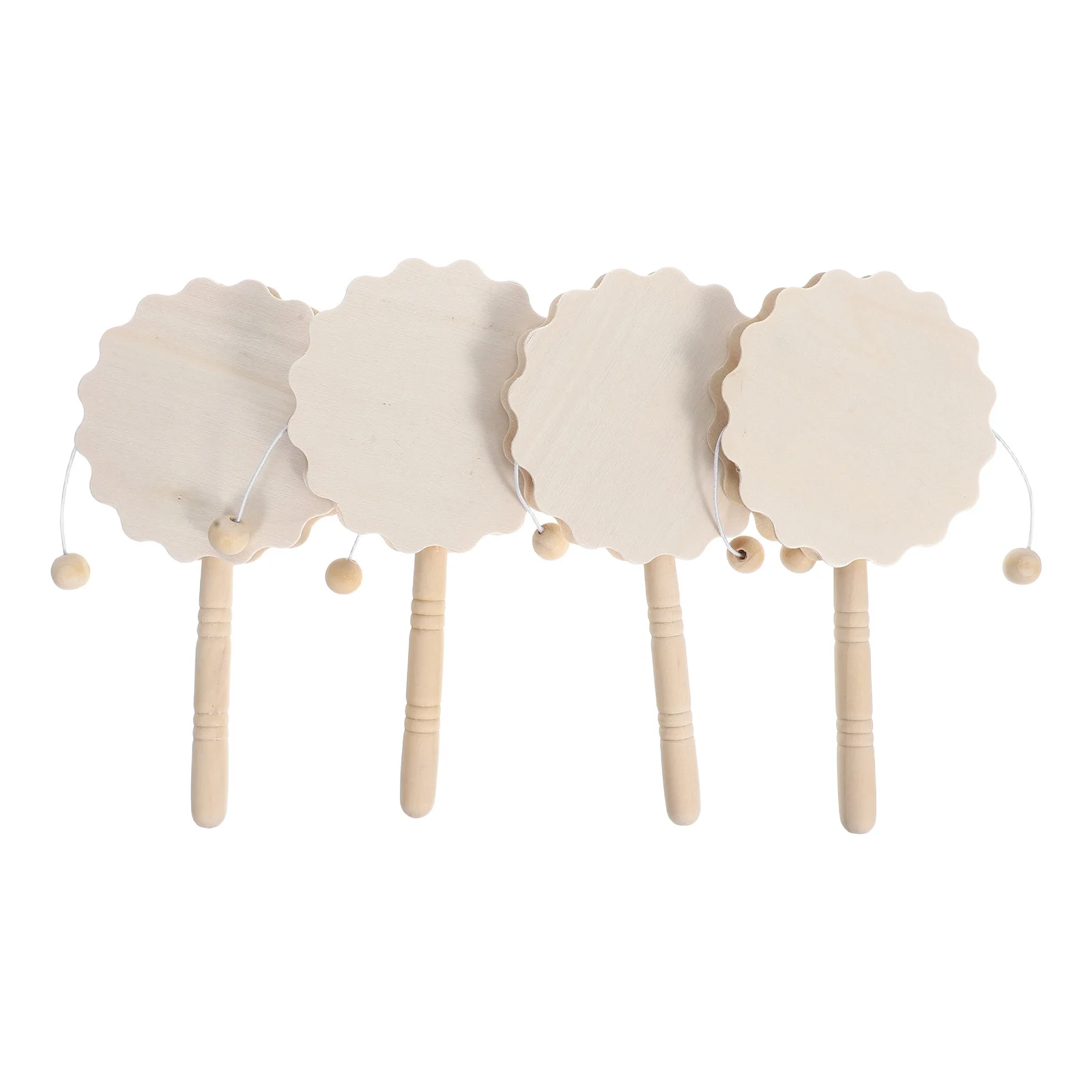 4-delige ongeverfde rammelaar-trommel houten doe-het-zelfkit voor kinderen creatief schilderen speelgoed handgemaakte decor ambachtelijke activiteit leermiddel