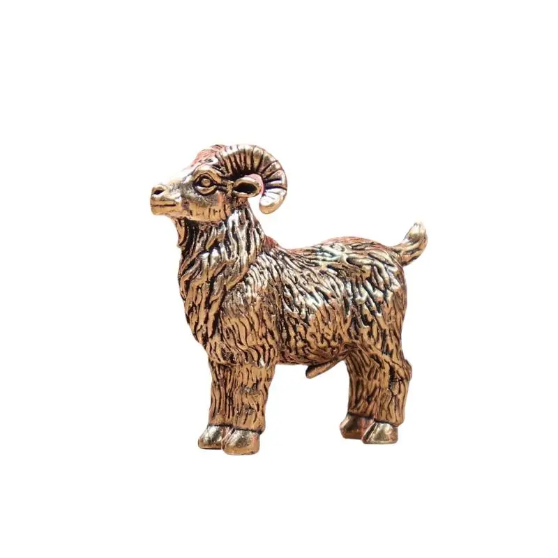 Brass Panjiao Goat Shelf Decor Figurine Exquisite Small Metal Ornament for Study Office Tabletop Great Collectible Gift for Ani