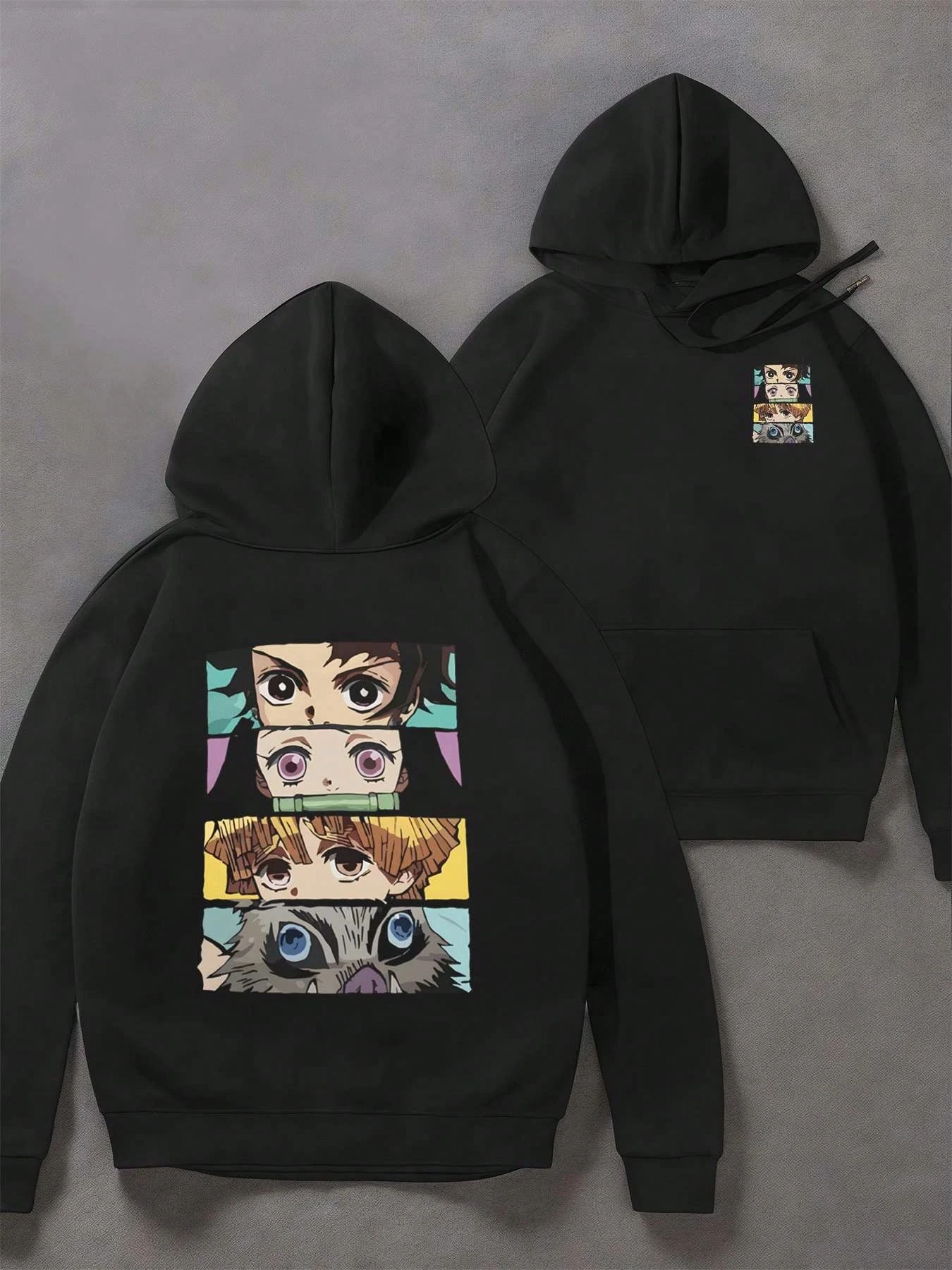 Oversized demon slayer hoodie das mulheres dos homens anime impressão pulôver casual streetwear unisex moletom com capuz outono manga longa topos
