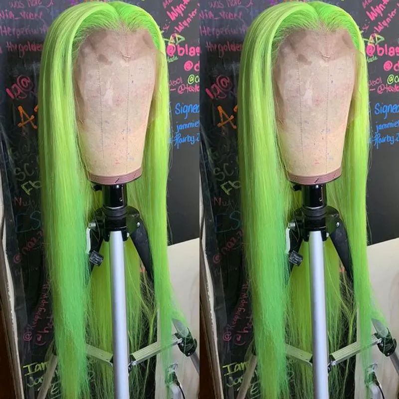 

Прямые синтетические волосы 13X4 с кружевом спереди от bomshell зеленого цвета, бесклеевые высококачественные волосы из термостойкого волокна для женщин, парик для косплея