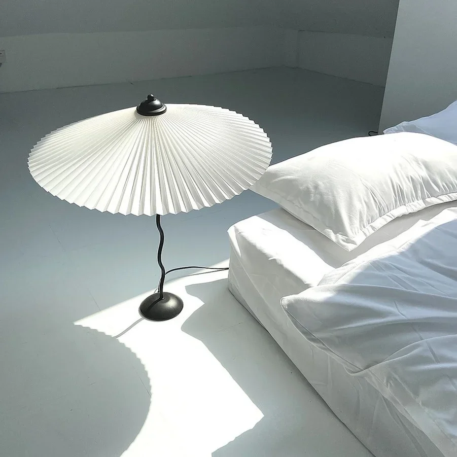 Nordic Bedroom Bedside Led Table Lamps Minimalist Origami Table Lights Denmark Vintage Pleated Umbrella Home Decor Reading Lamps