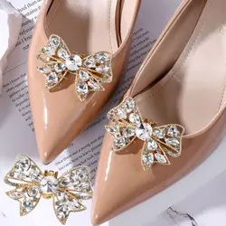 Rhinestone Shoe Clips DIY High Heel Bowknot Shoes Buckles Charm Jewelry Removable Bridal Shoes Decorations
